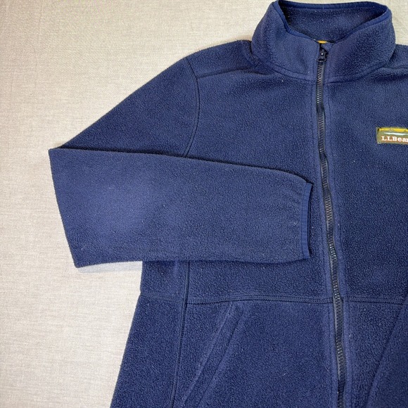 Women's L.L. Bean Mountain Long Sleeve Full Zip Fleece Jacket Navy Medium Hiking - Picture 2 of 12